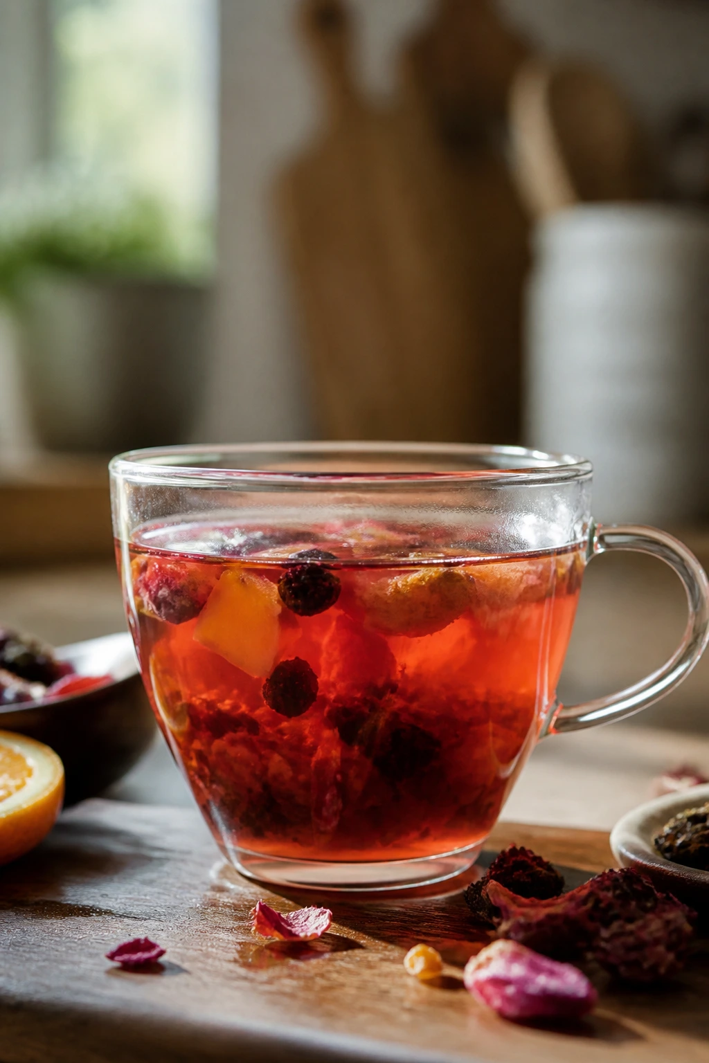 Are Fruit Teas Good For You? Are They Really Healthy? 6 Close-up of fruit tea cup signaling caution about ingredients and caffeine