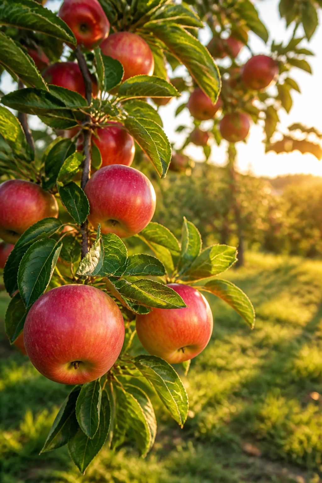 80+ Amazing Quotes About Fruit - For Fruit Lovers 11 Close-up of an apple-laden fruit tree branch in a sunlit orchard
