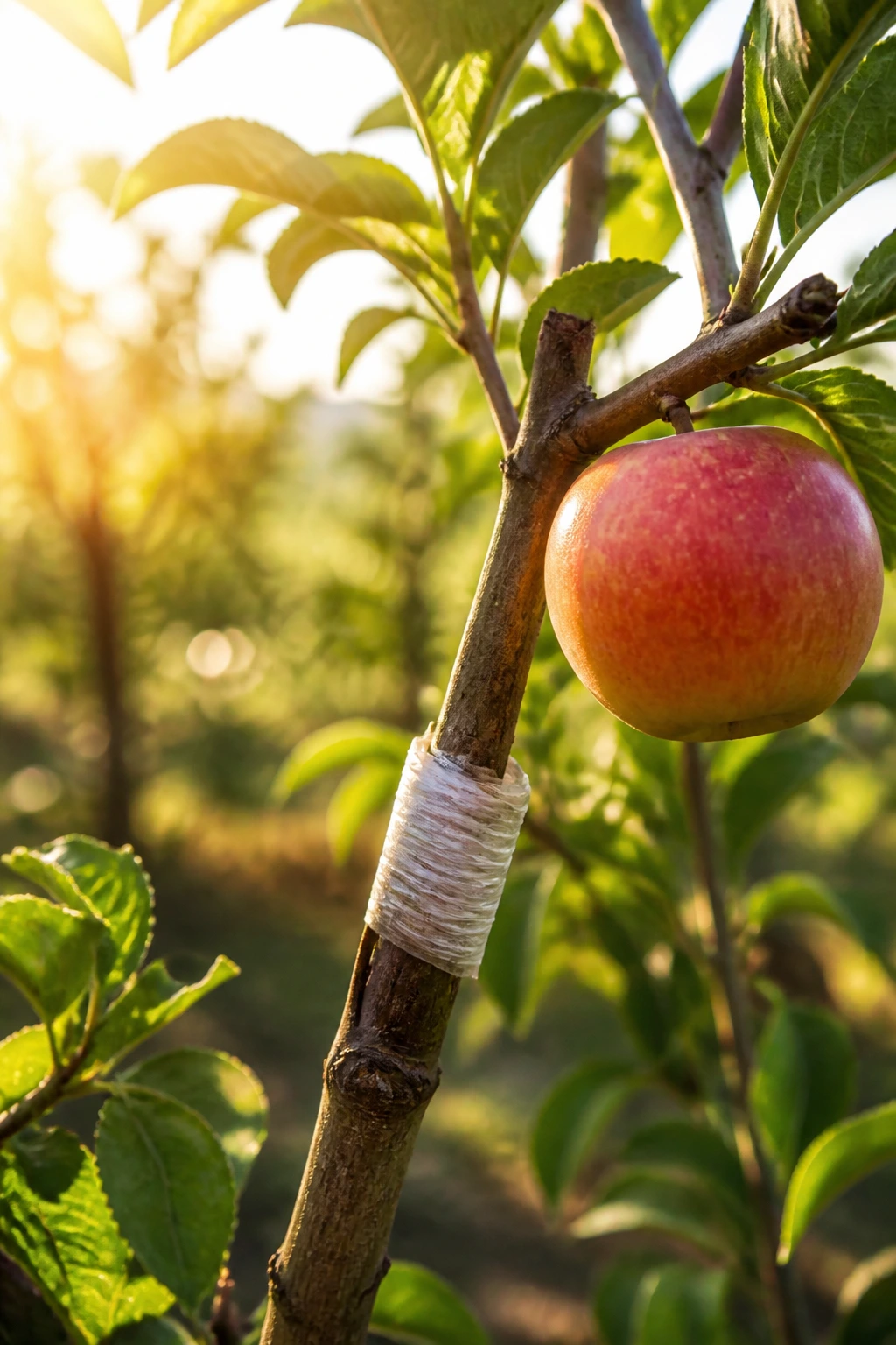 Why Are Fruit Trees Grafted? Everything You Need To Know 12 Branch with a ripe fruit on a grafted tree, sunlit and vibrant.