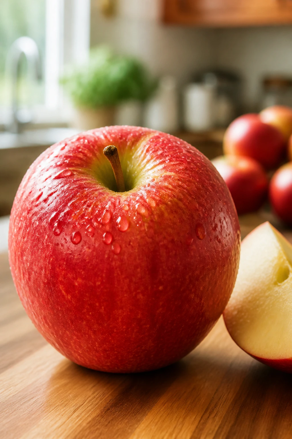 Close-up of a ripe apple highlighting fruits role in fresh breath