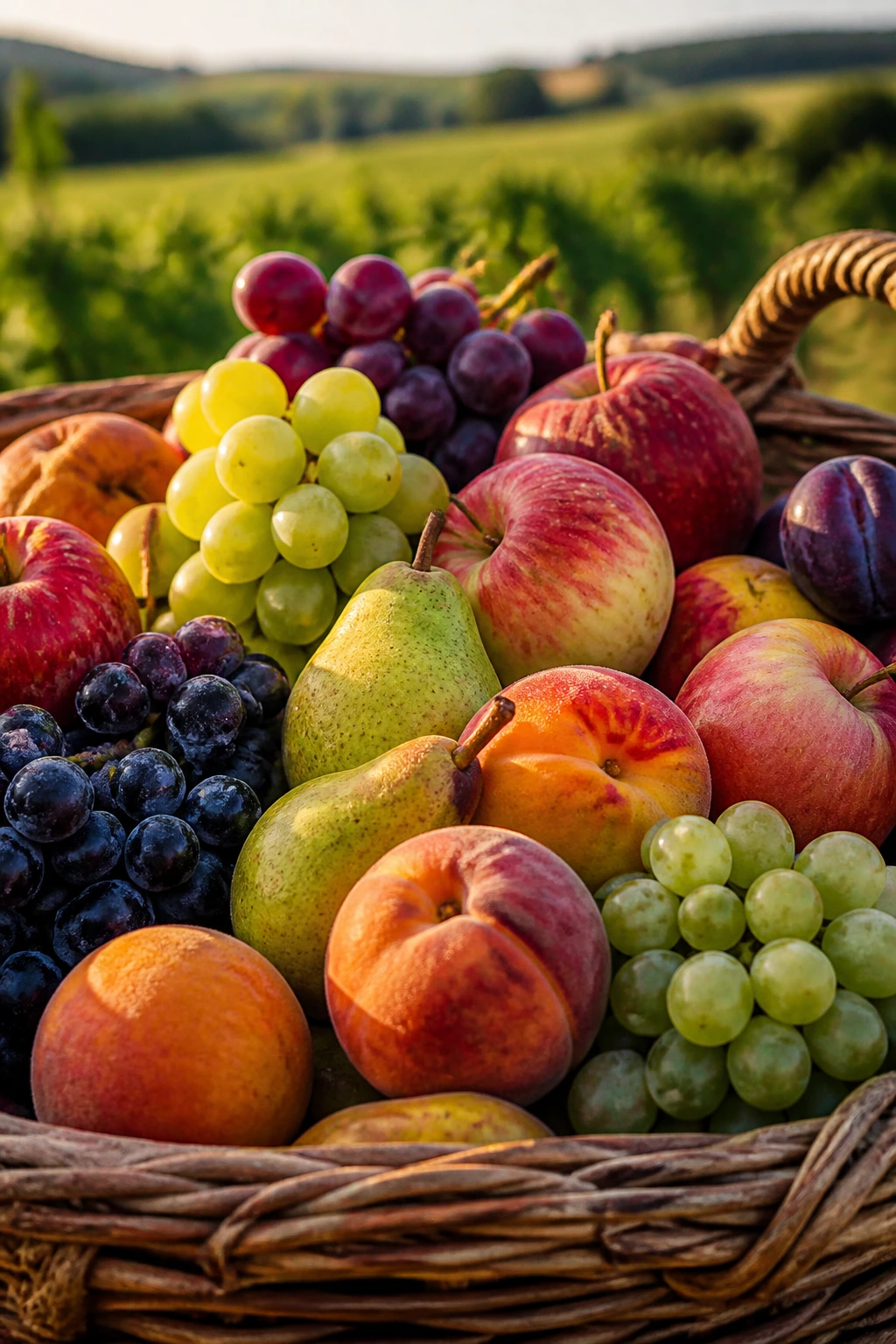 Harvesting the Fruits of Your Labor: Meaning of This Idiom 4 Close-up of a rustic basket overflowing with ripe fruits in warm outdoor light
