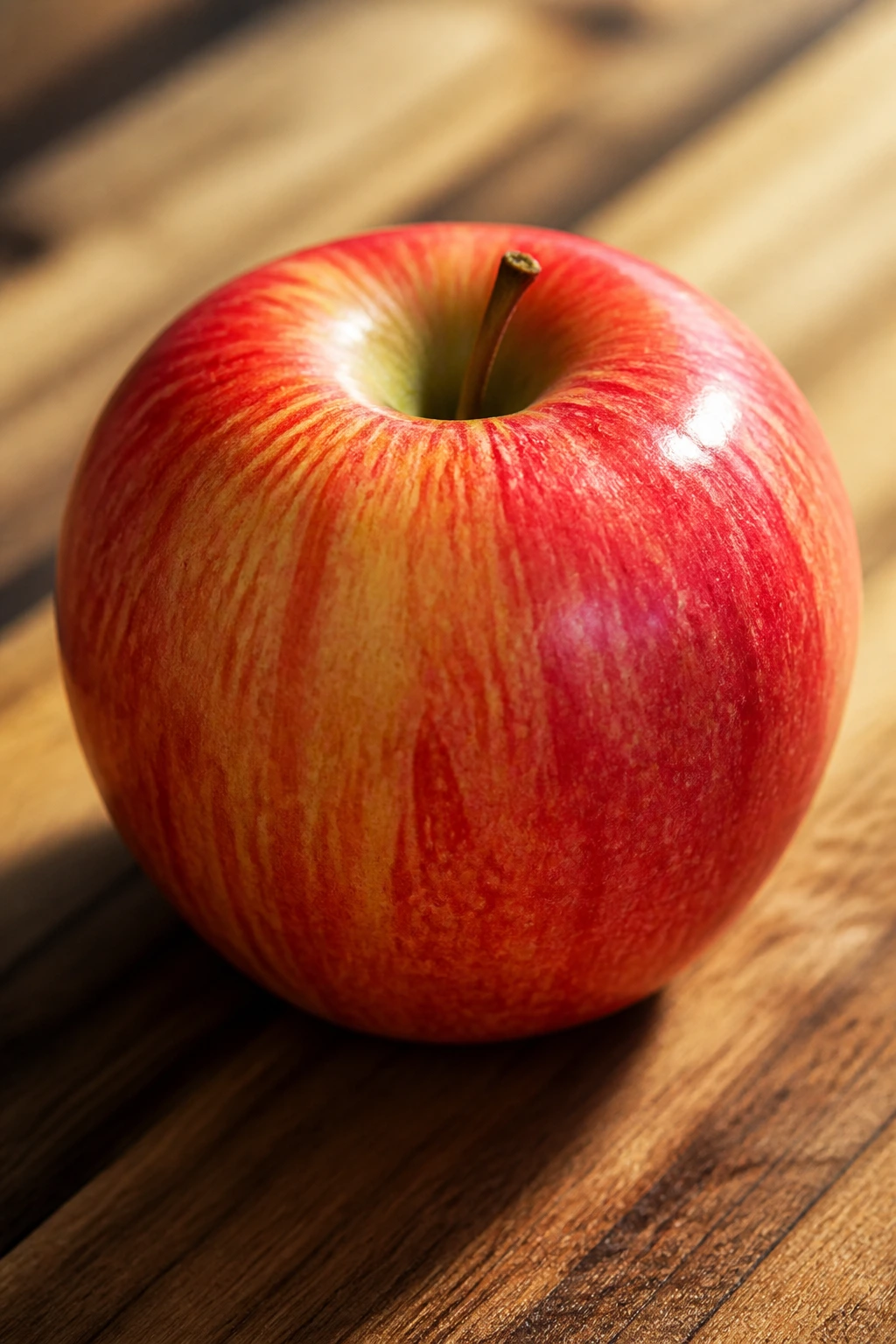 Single Gala apple on kitchen counter