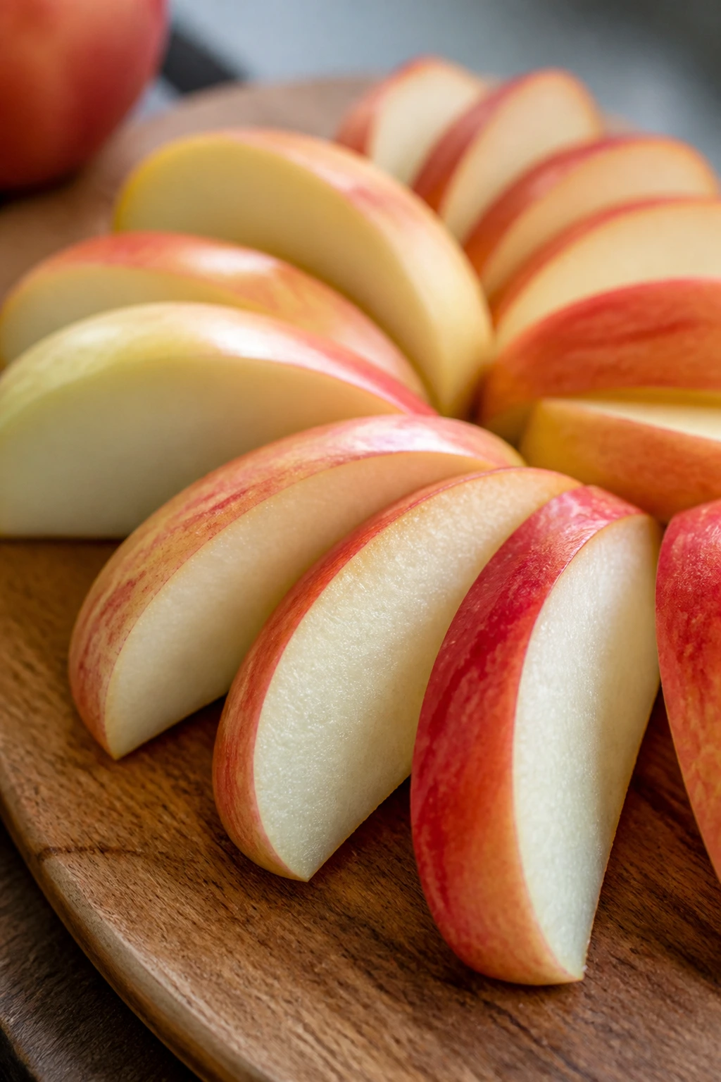 Gala apple slices on cutting board