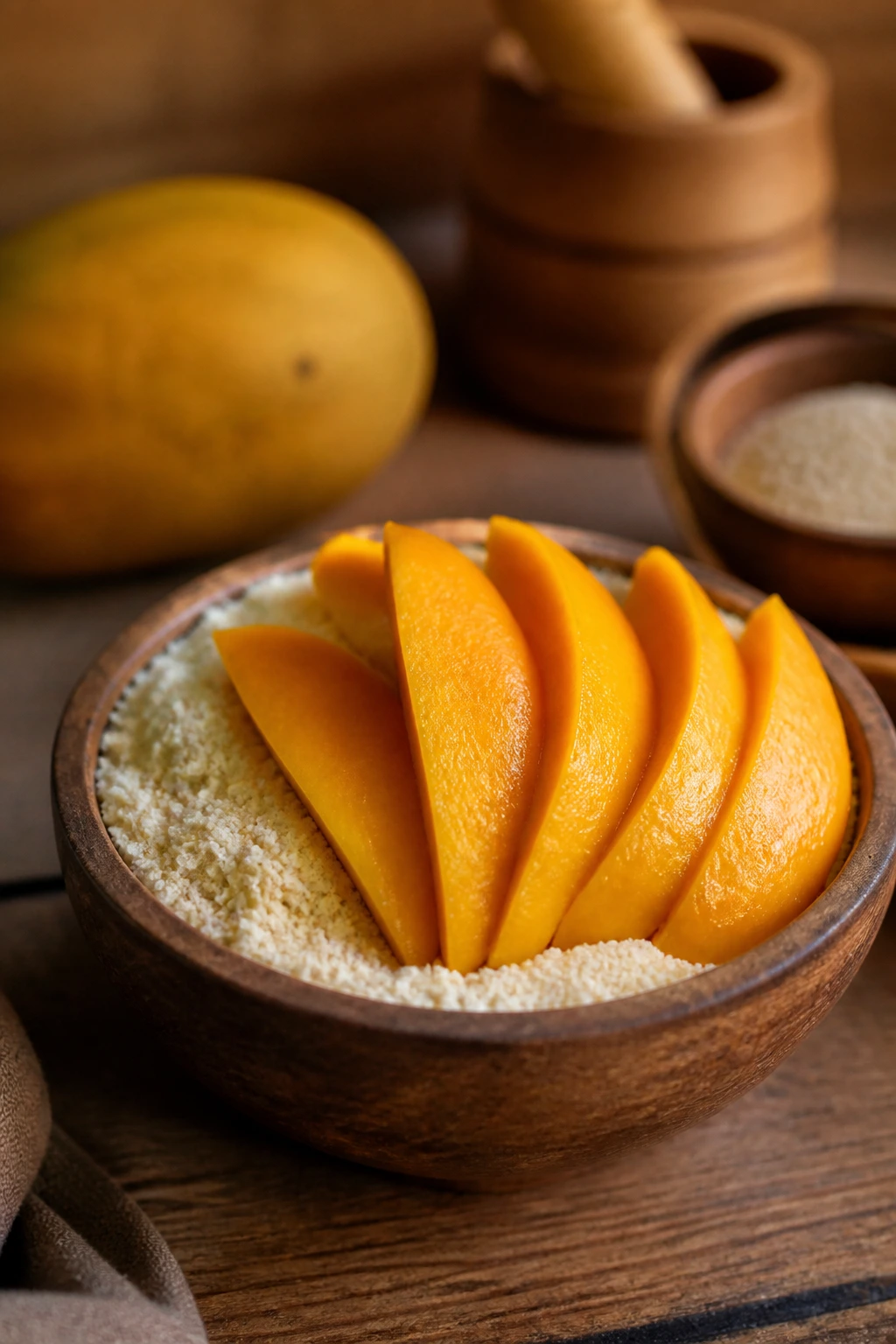 Can You Eat Mango After Drinking Garri? Is It Healthy? 4 Garri with mango wedges served in a bowl