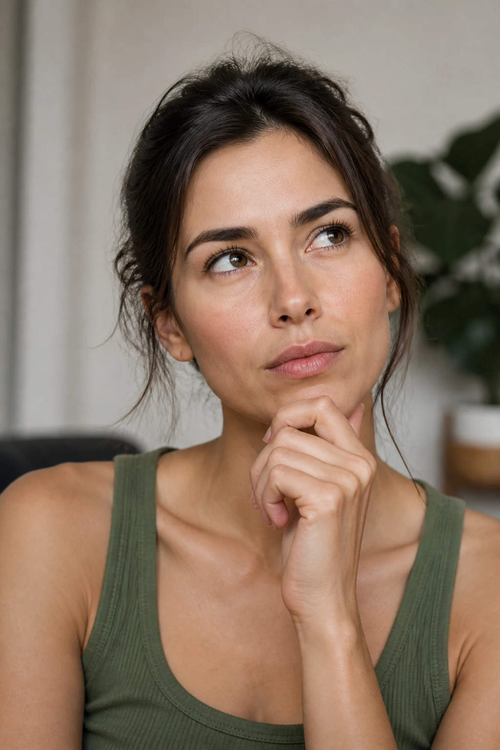 Thoughtful portrait for FAQs about avocado and gastritis in a calm indoor setting