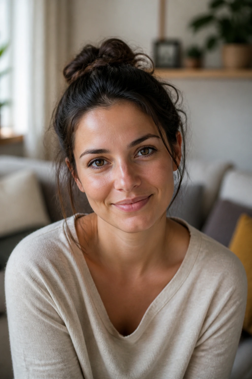 Close-up portrait of a person in a cozy home setting illustrating lifestyle tips for gastritis management