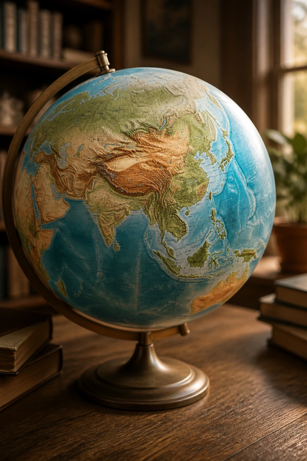 Is A Nectarine A Peach? What's Really The Difference? 7 Close-up of a globe highlighting Asia to represent geographic origins of peaches and nectarines