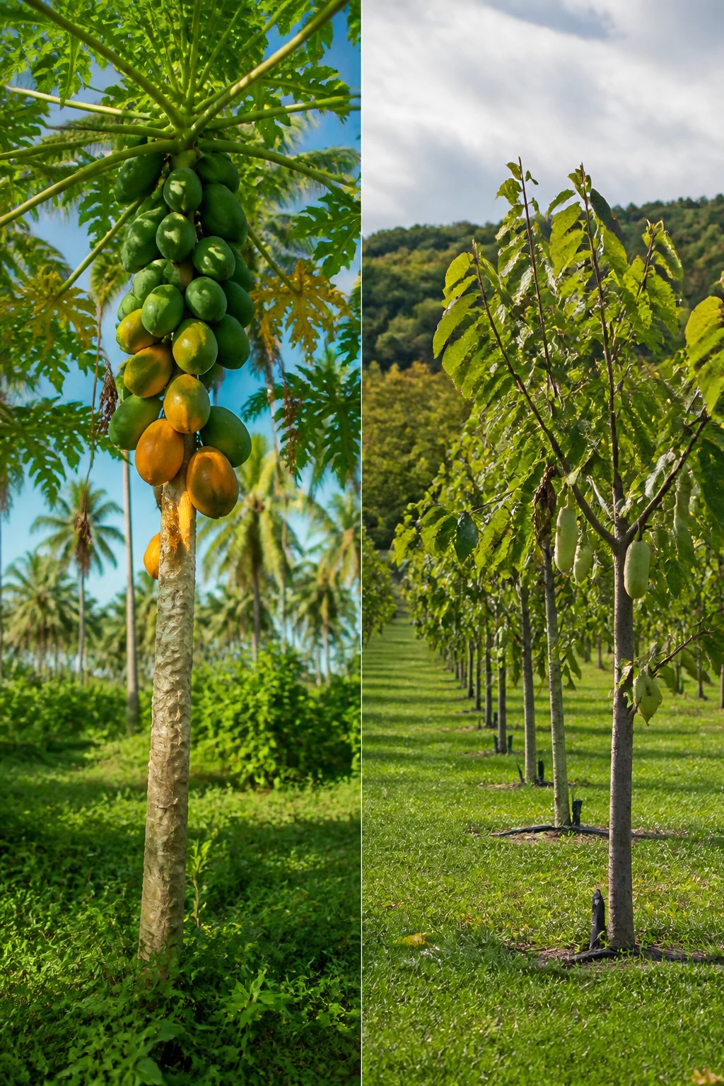 Papaya Vs Pawpaw: A Comprehensive Comparison 10 Papaya in tropical setting and pawpaw in temperate orchard
