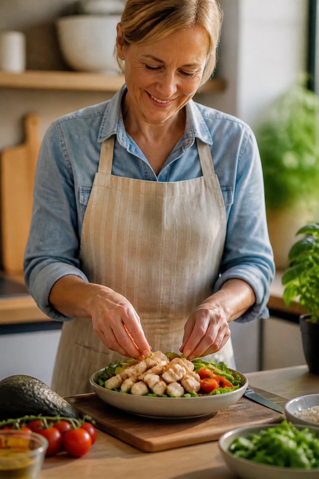Portrait of a person cooking in a gluten-free kitchen