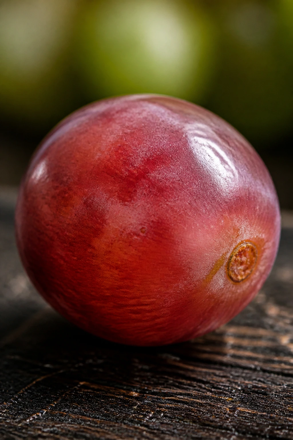 Fruity Horoscopes: What Fruit Represents Your Zodiac Sign? 3 Close-up of a single grape on a dark wooden surface with soft green bokeh