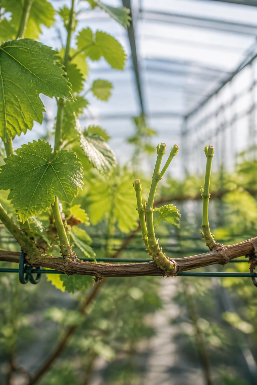 Can You Grow Grapes In A Greenhouse? Yes, And Here's How 9 Grapevine pruning close-up inside greenhouse.