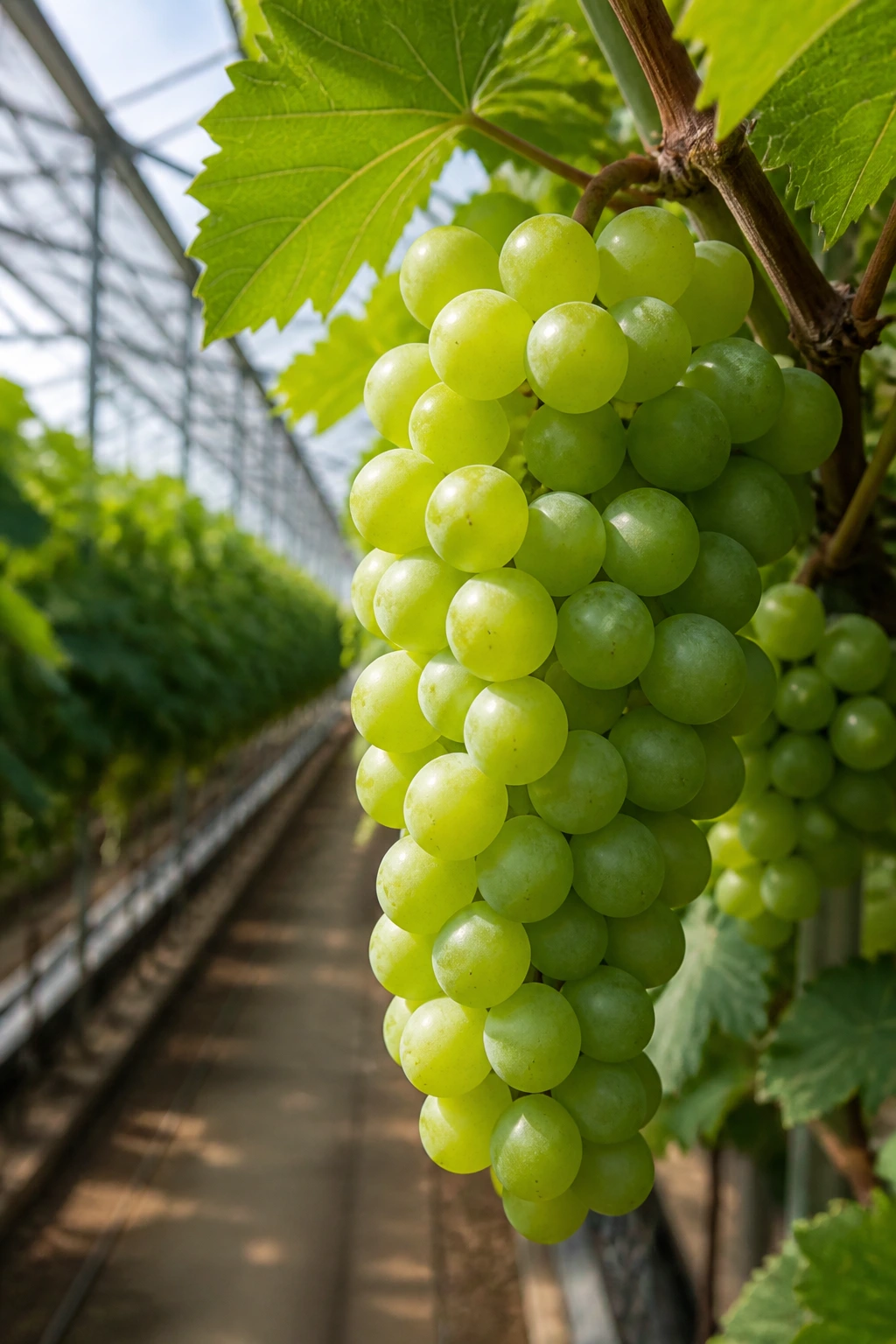 Can You Grow Grapes In A Greenhouse? Yes, And Here's How 11 Close-up of a ripe grape cluster on the vine inside a greenhouse