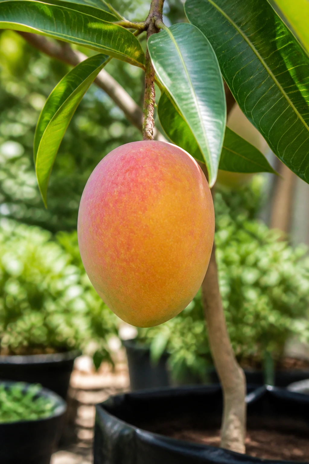 Tropical Showdown: Mango Vs Pineapple - A Comparison 12 Mango tree branch with fruit in a home garden