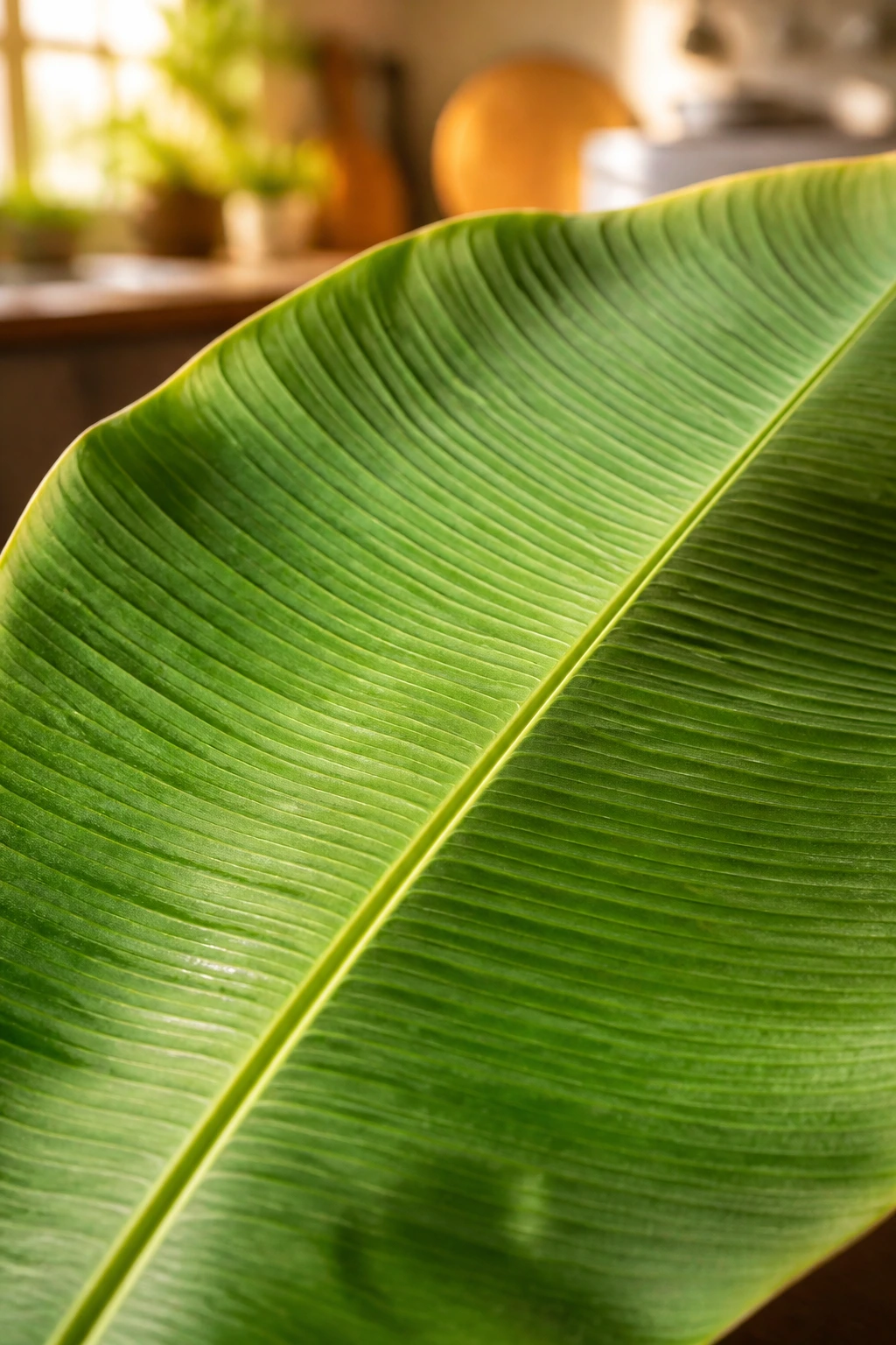 12 Surprising Banana Leaves Benefits For Your Health 3 Close-up of banana leaf highlighting fiber-rich texture for gut health
