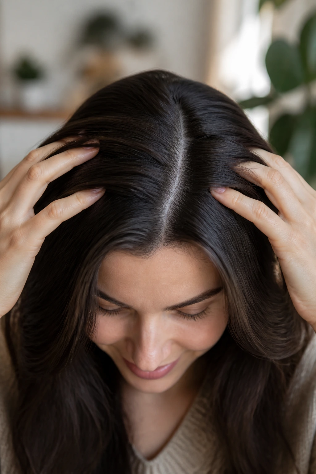 12 Surprising Benefits Of Eating Oranges For Skin And Hair 5 Close-up of a real person's head showing thick, healthy hair at the roots