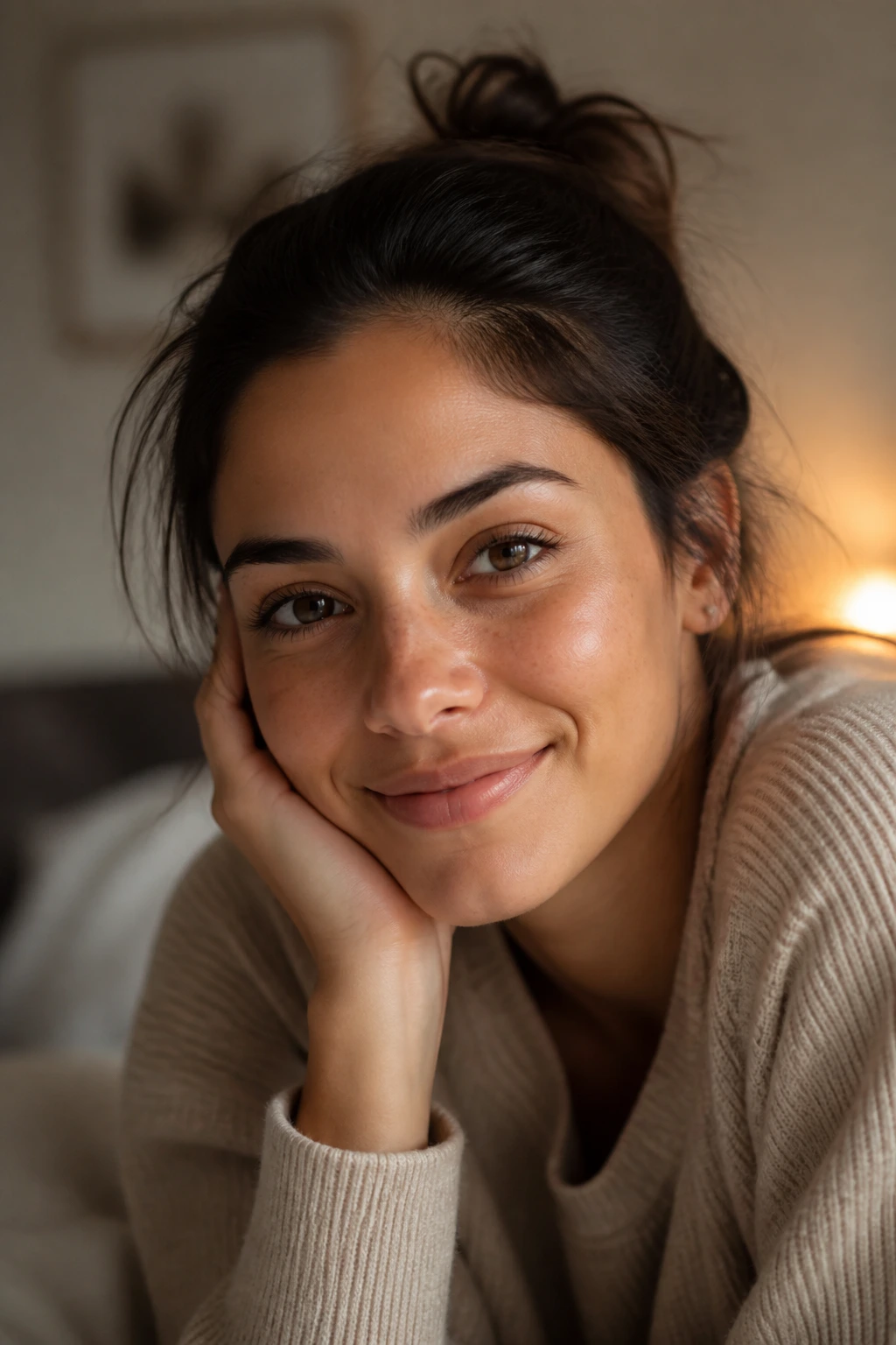Close-up of a smiling person showing happiness.