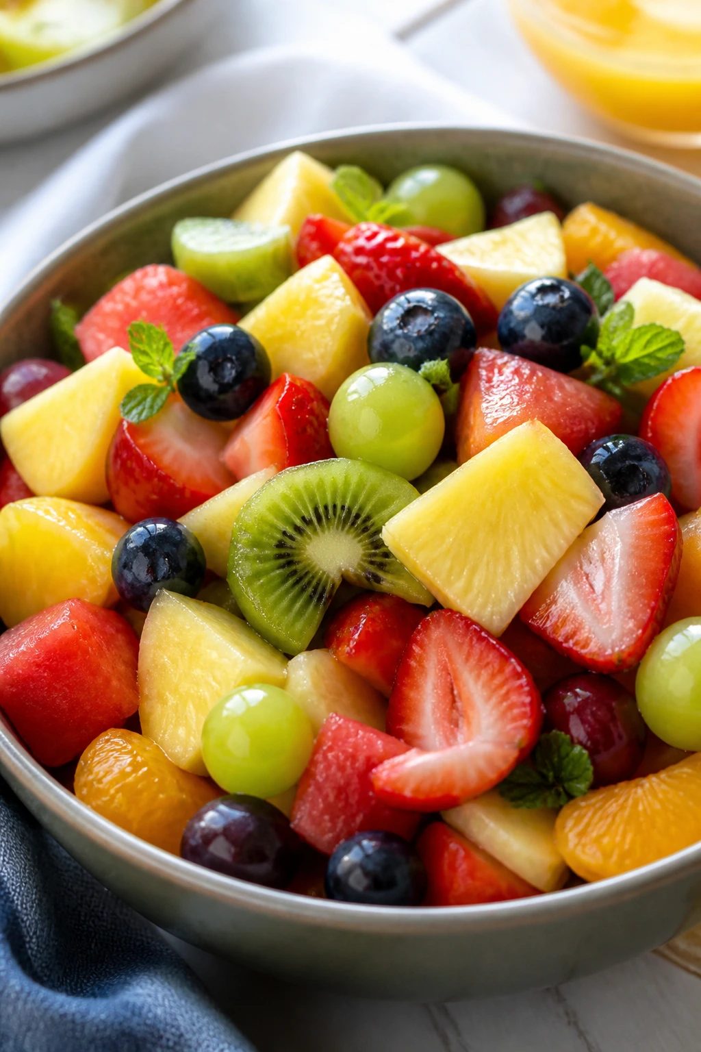 Bright fruit salad bowl showing diverse colors