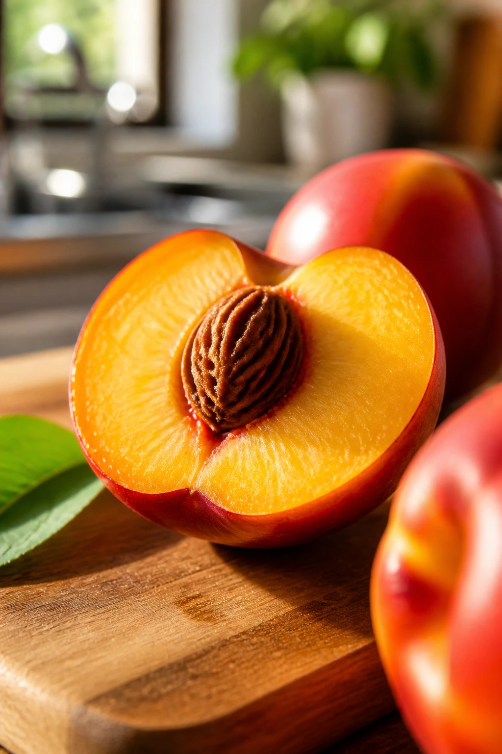 Is A Nectarine A Peach? What's Really The Difference? 10 Nectarine half on cutting board illustrating health benefits