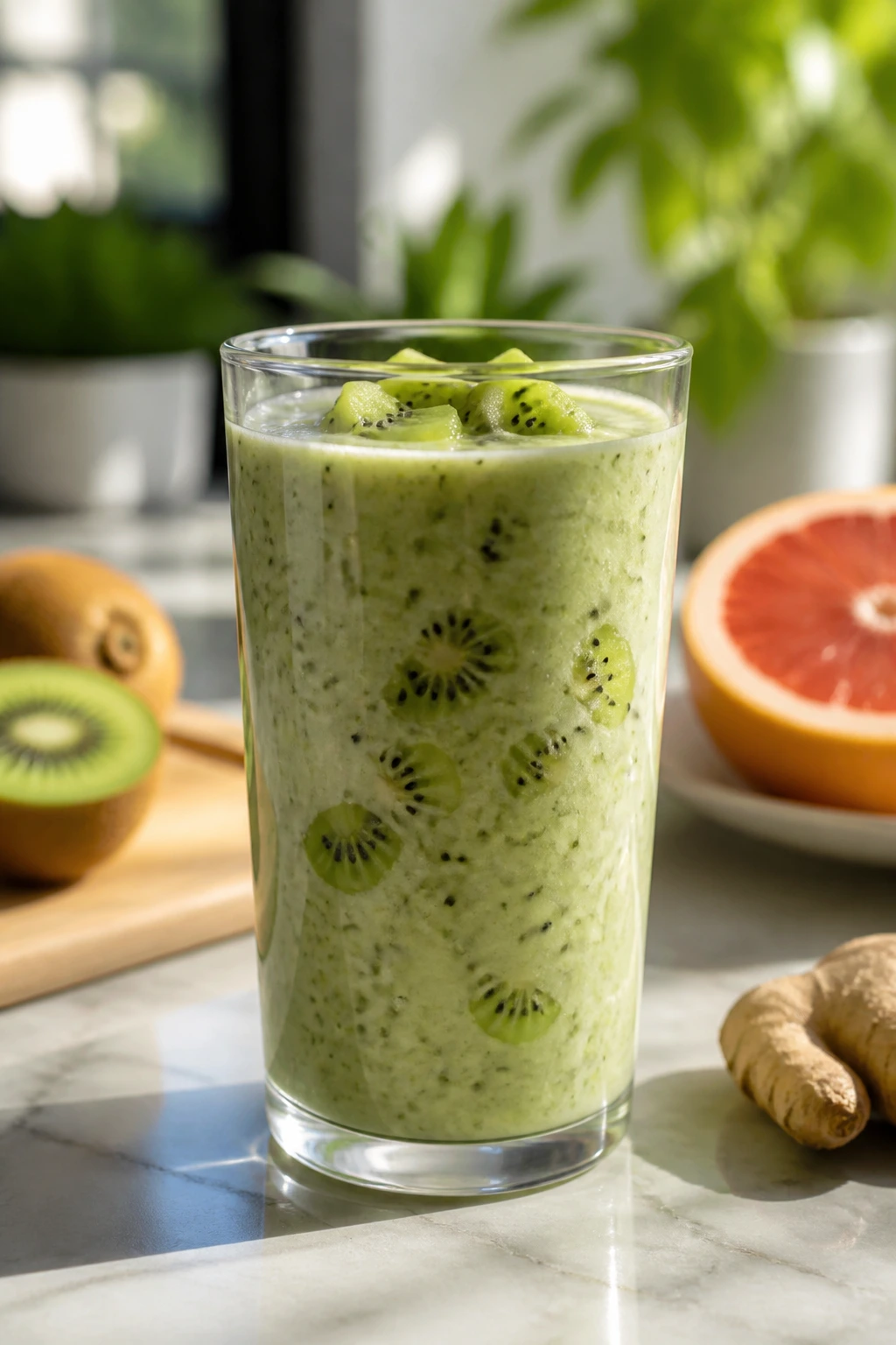10 Surprising Benefits Of Blending Fruits And Vegetables 10 Kiwi immune-boost smoothie in a glass