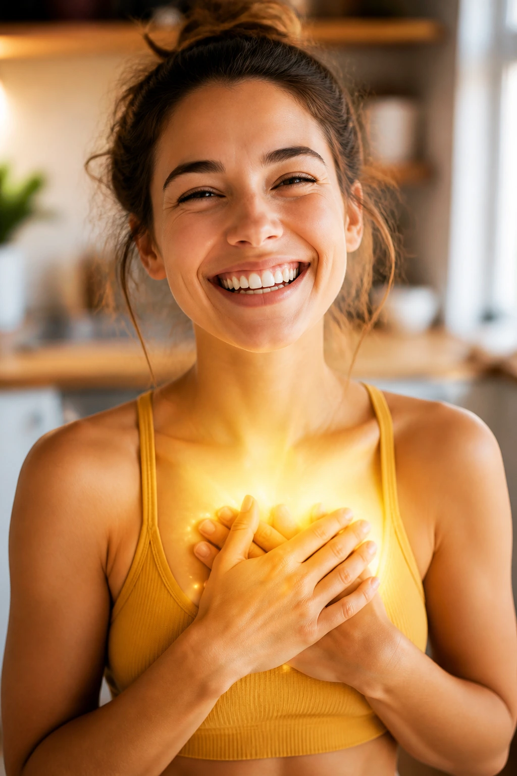 10 Amazing Health Benefits Of Drinking Banana Shake 7 Close-up portrait showing immune system health with a subtle glow over the chest area