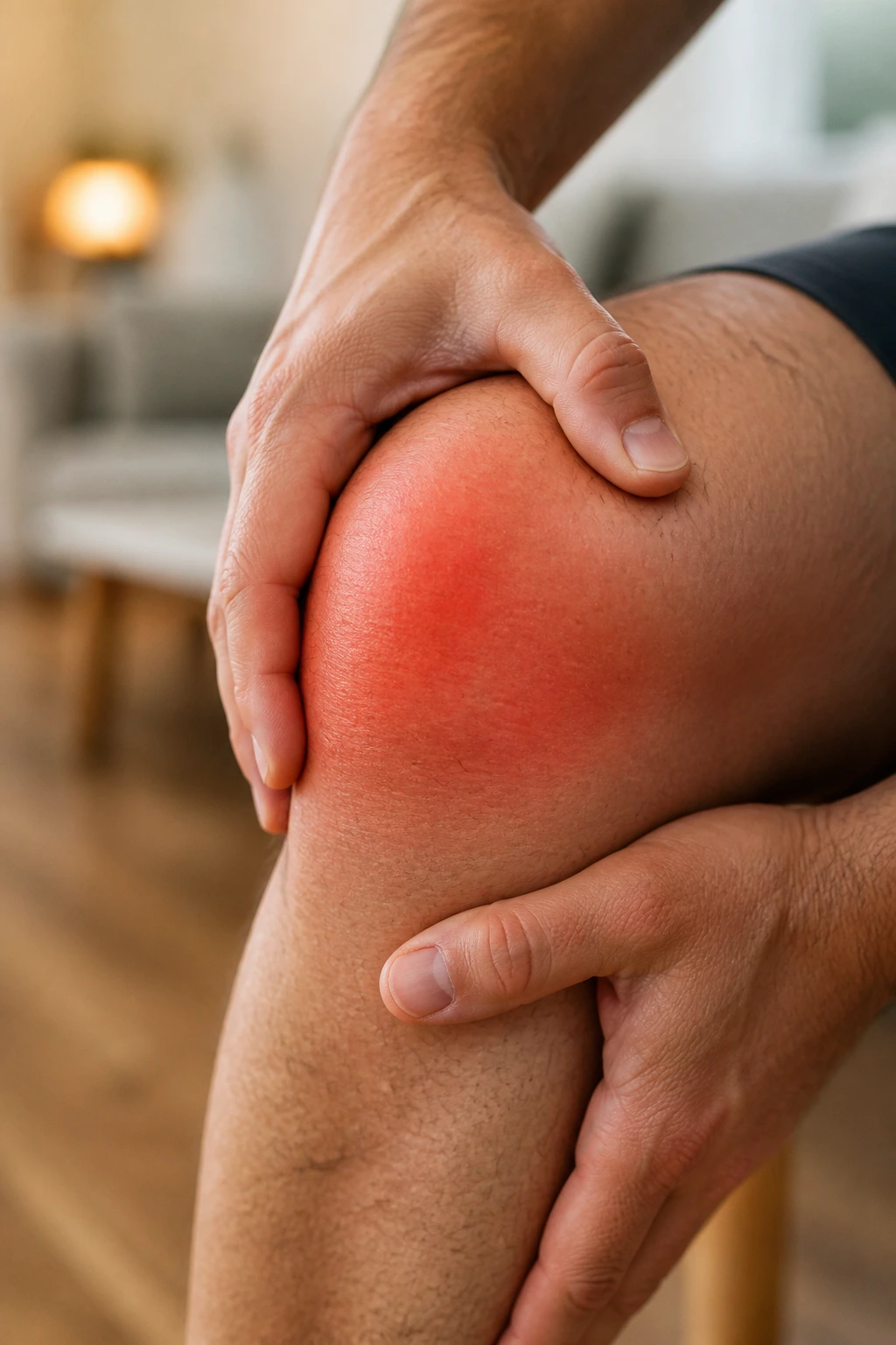 10 Surprising Benefits Of Eating Watermelon At Night 10 Close-up of a knee joint in a warm indoor setting showing reduced inflammation