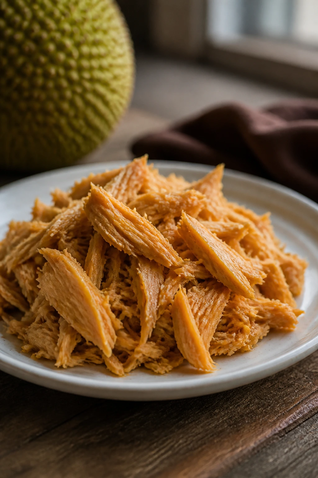 Is Jackfruit Acidic Or Alkaline? All You Need To Know 3 Shredded jackfruit on plate in natural light ready for meals