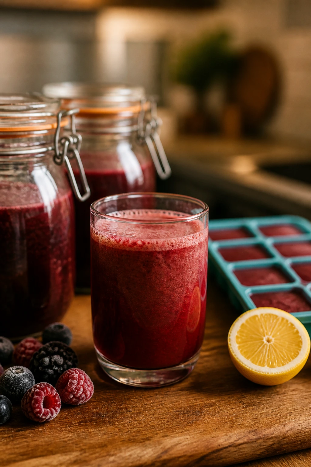 Can You Make Juice From Frozen Fruit? All You Need To Know 4 Glass of juice on a kitchen counter ready for storage