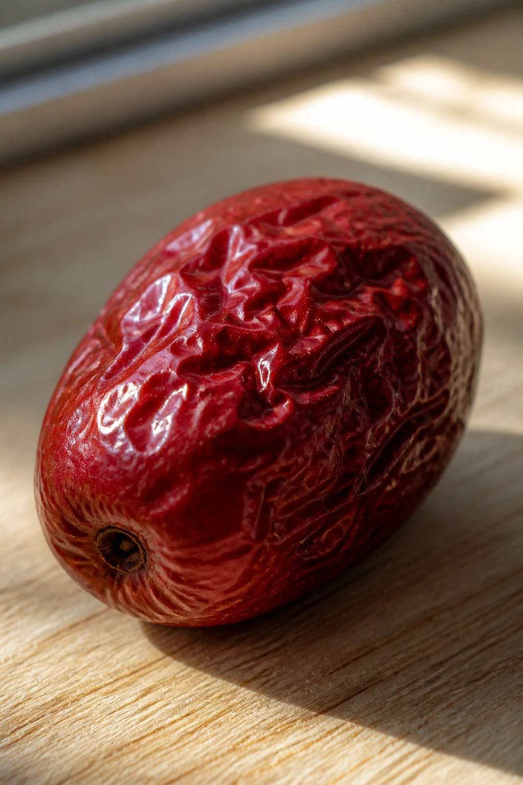 Close-up of jujube fruit on wooden table