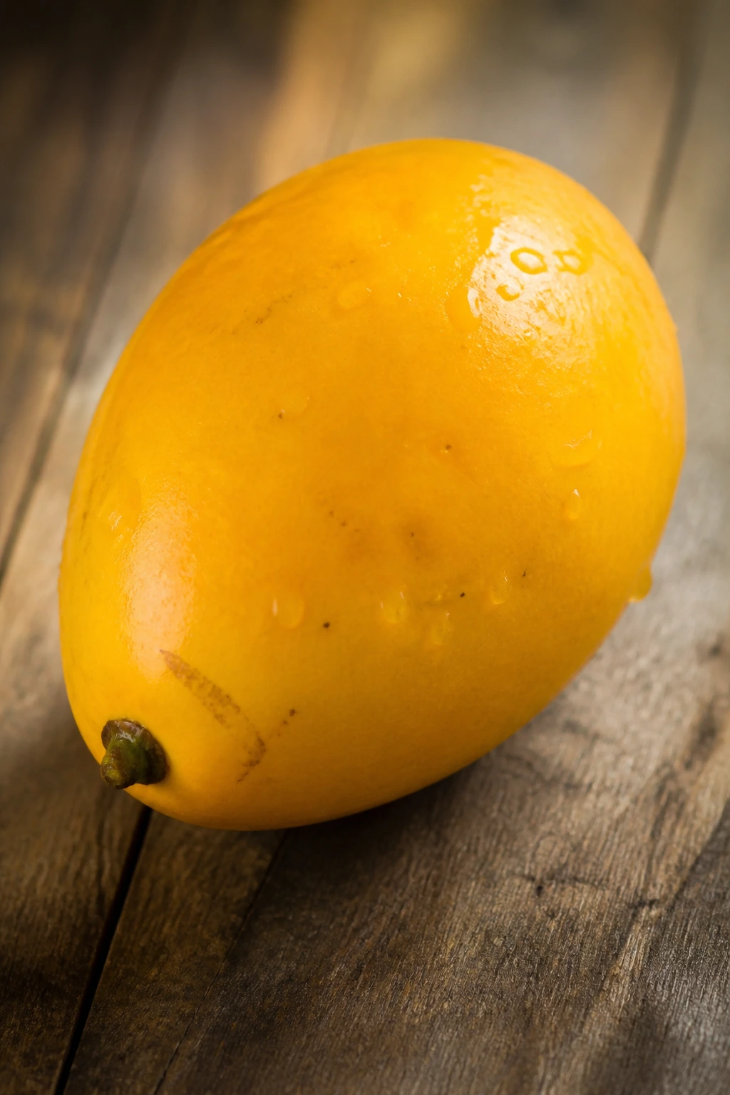 Single ripe June plum on wood showing versatility in use