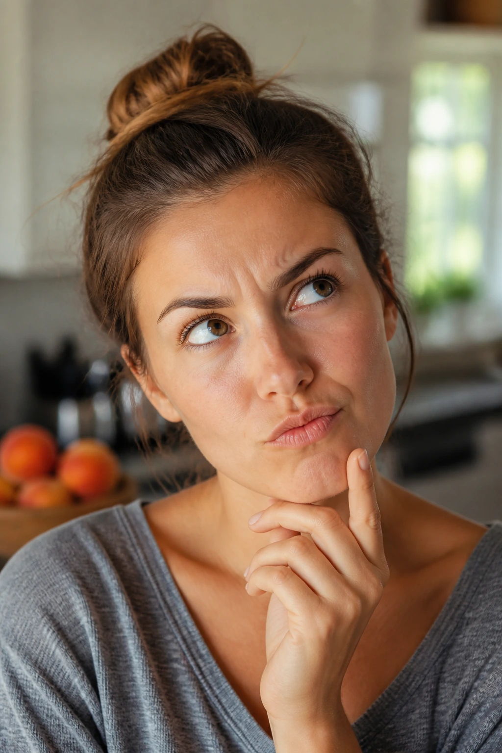 Are Peaches Keto Diet Friendly? All You Need To Know 12 Portrait of a real person with a curious expression in a kitchen