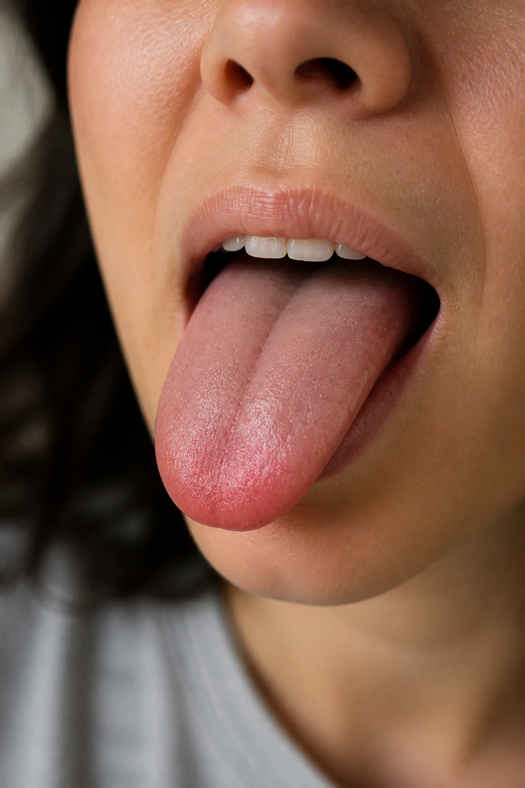 How To Stop Kiwi From Burning Tongue:Â Expert Tips and Tricks 3 Close-up of a tongue showing mild irritation from kiwi burn.