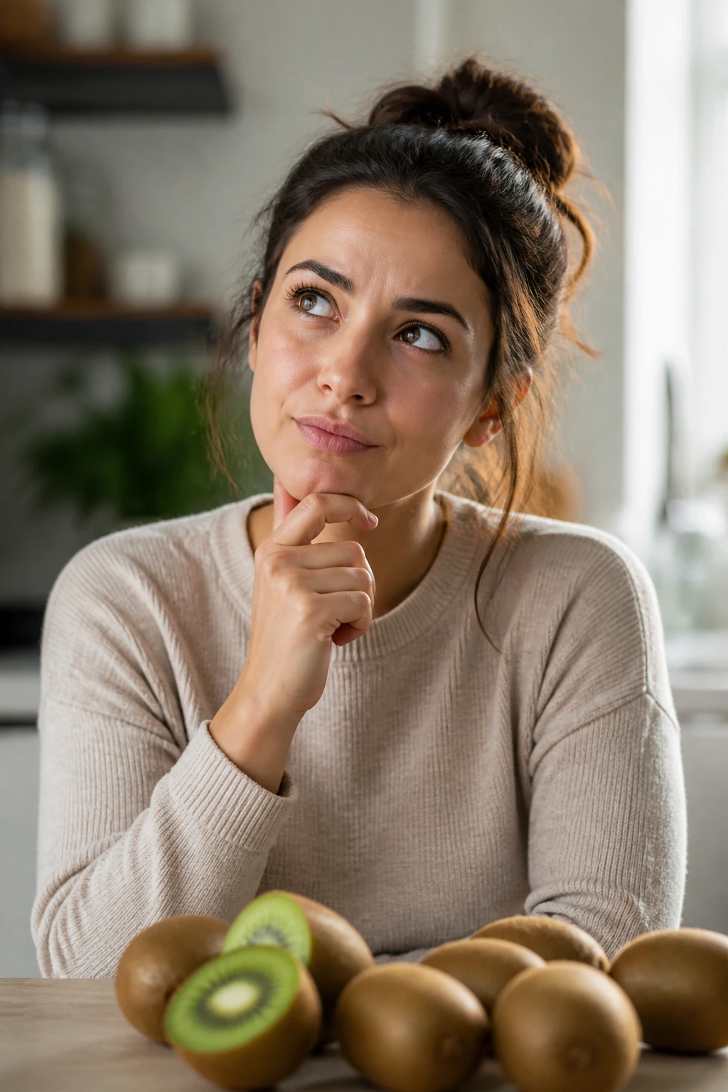 How To Keep Kiwi Fresh? & How To Know When Kiwi Is Bad? 6 Portrait of a real person thinking about kiwi storage and freshness