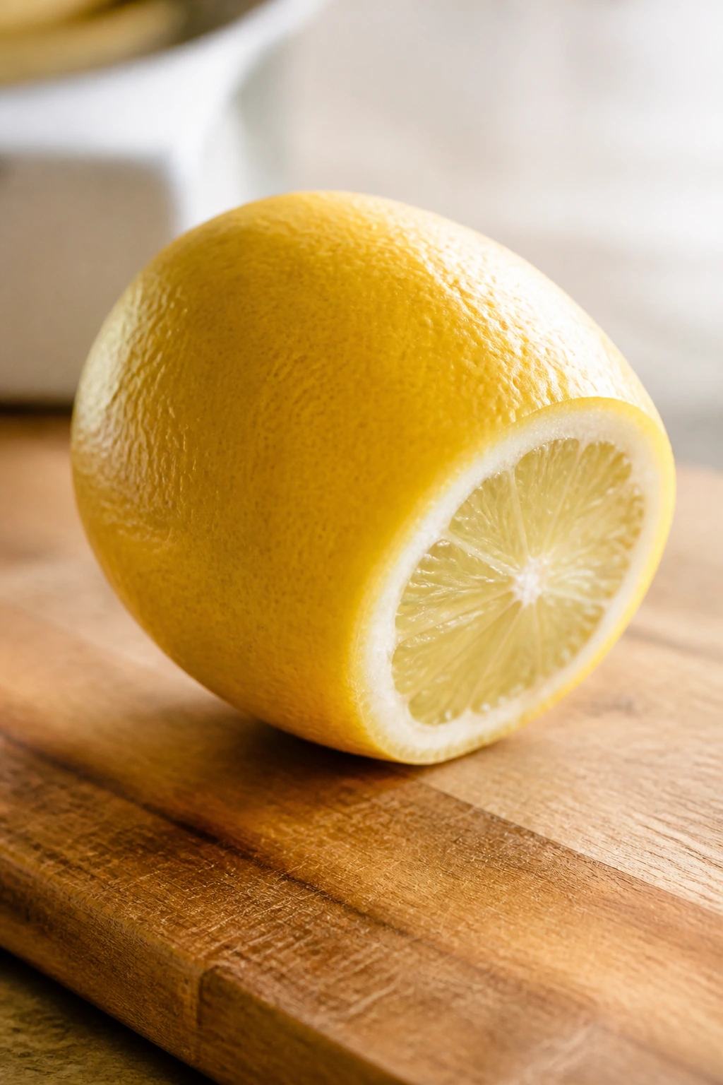 Is Lemon Or Lemon Water Good for Gastritis? 4 Whole lemon on a wooden board with bright light