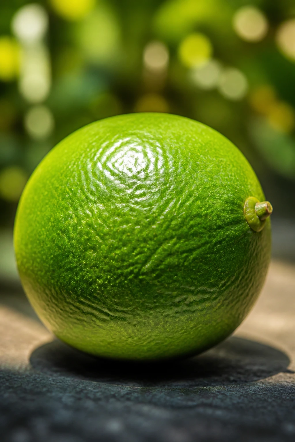 Single lime dominating the frame in sunlight.