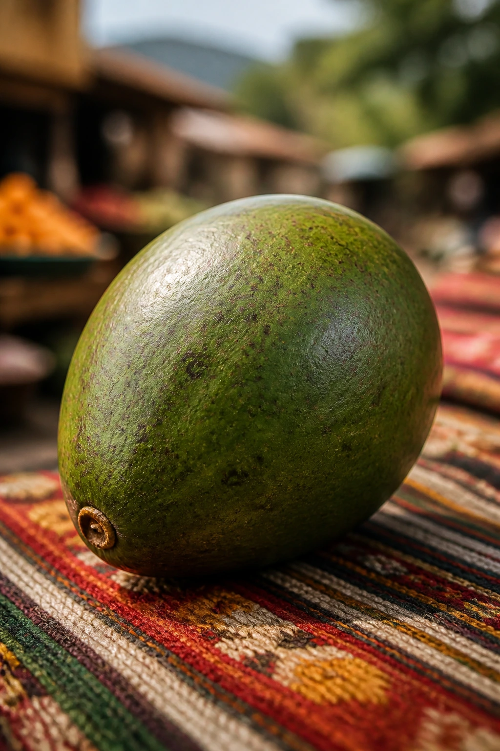 Lucuma Fruit: Nutrition Facts, Health Benefits, And More 2 Lucuma fruit on Peruvian textile hinting at culture.