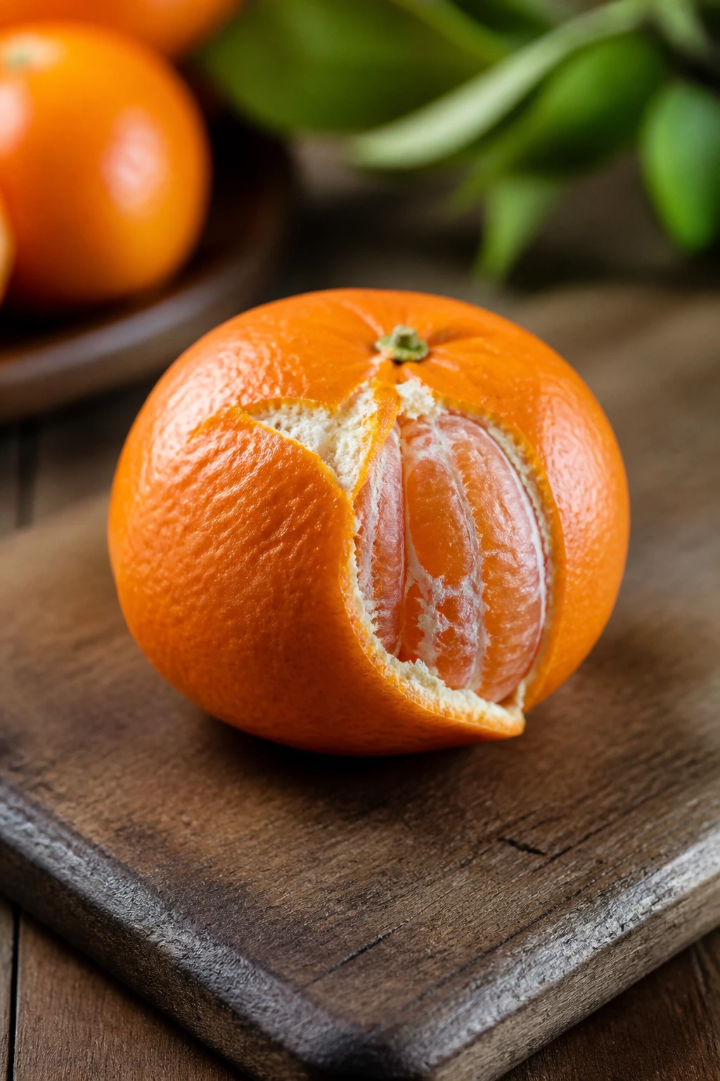 Are Mandarins Good For Pregnancy? Is It Safe? 1 Close-up of a ripe mandarin on a wooden board with exposed flesh