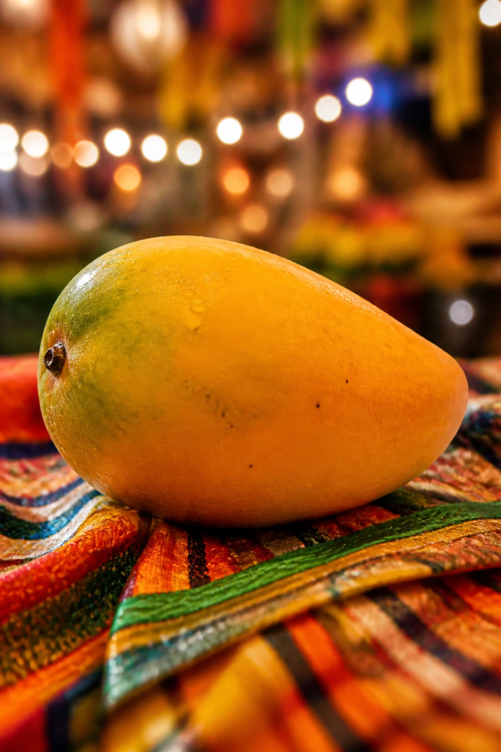 Mango in colorful festive setting evoking celebration