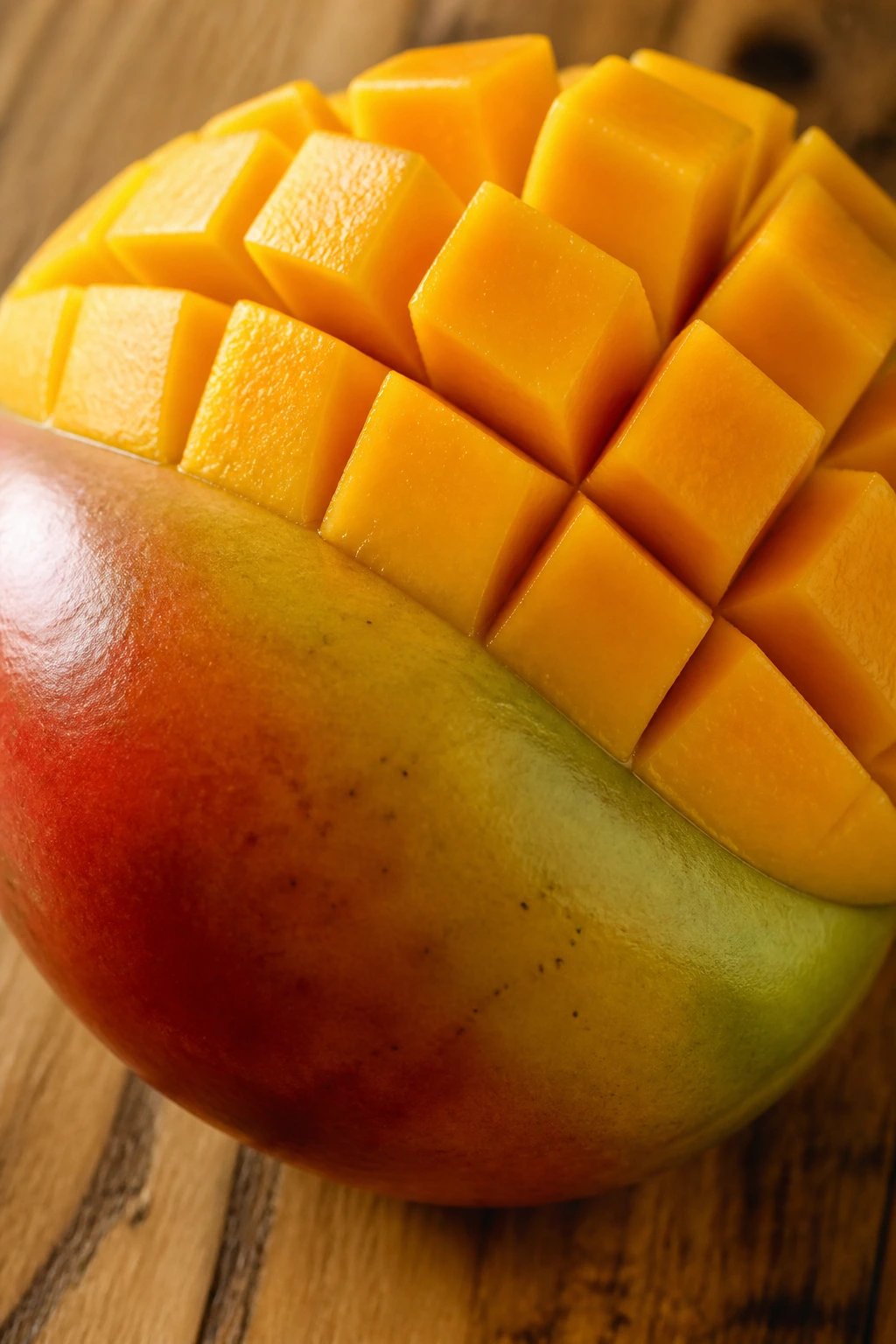 Close-up of a ripe mango filling the frame