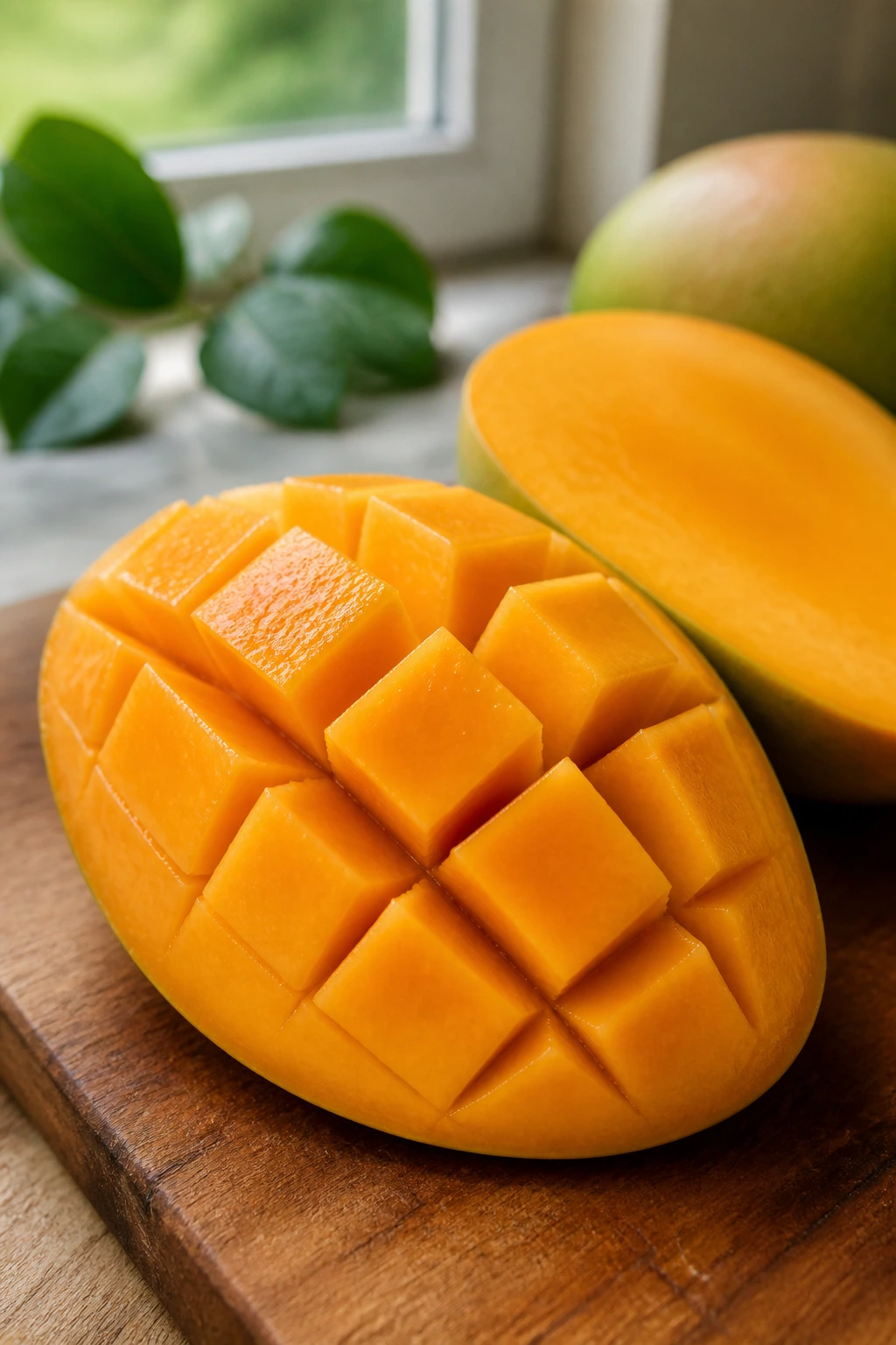 Can Eating Too Many Mangoes Cause Diarrhea? Find Out Now! 2 Halved mango on wooden board under natural light