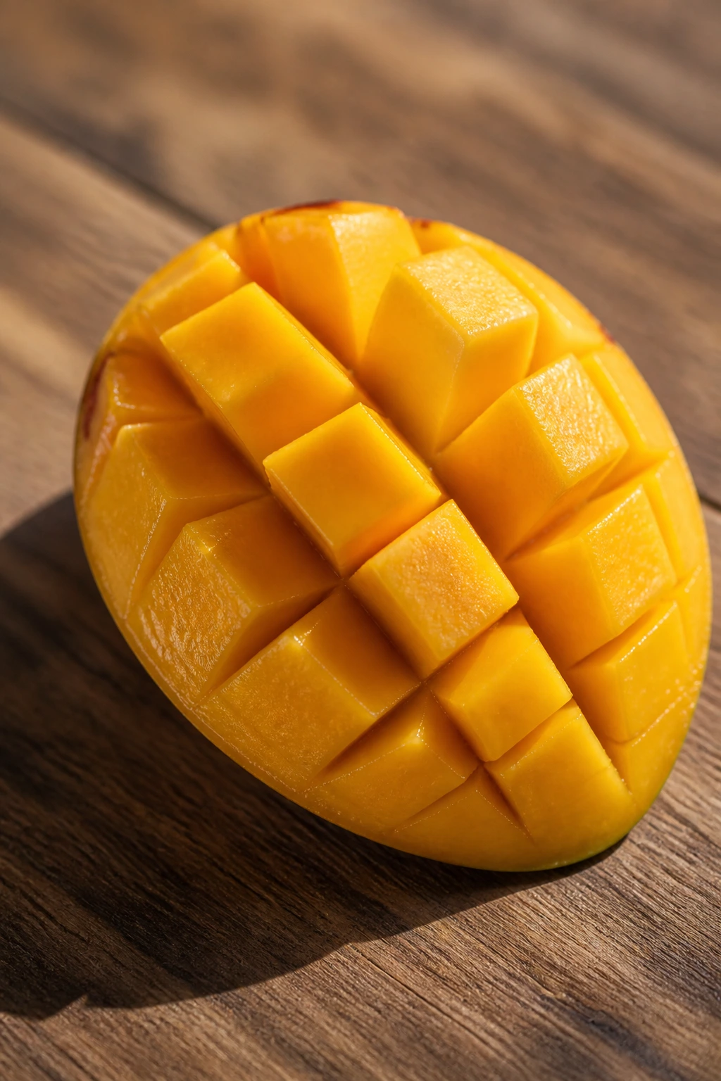 Close-up of a ripe mango half highlighting bright flesh and healthy vibe