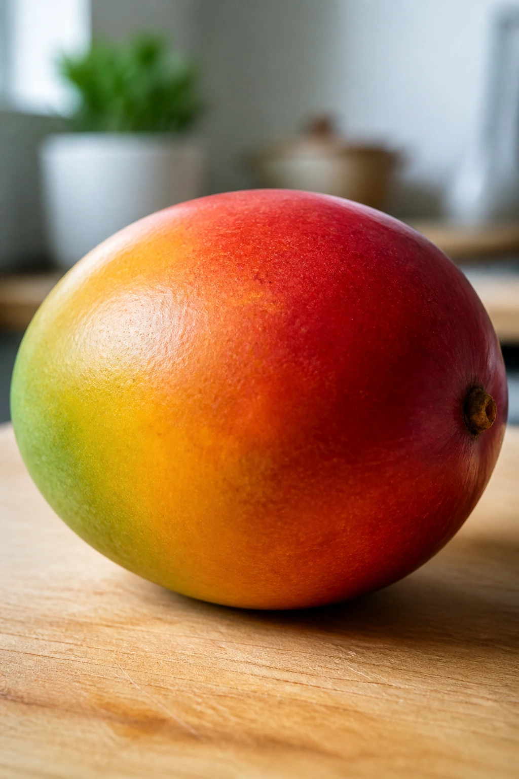From Unripe to Ripe: How Long Do Mangoes Last? 7 Single mango on cutting board in a kitchen