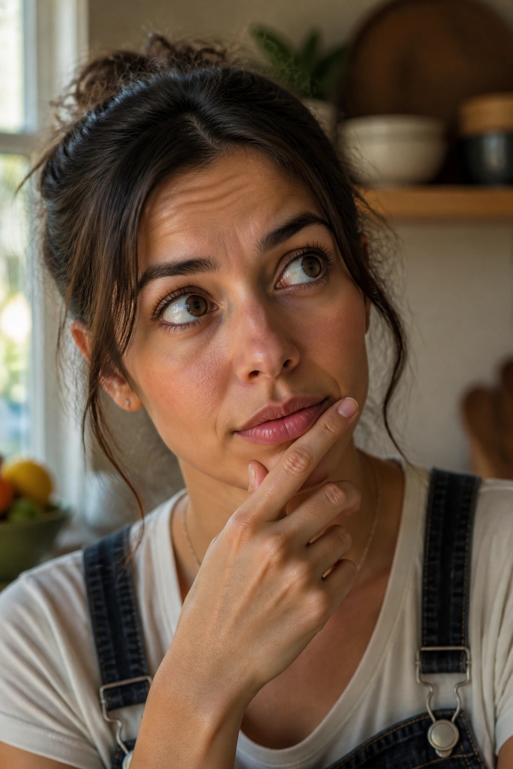 Close-up portrait of a real person in a kitchen, illustrating FAQs about mangoes and gluten-free diets.