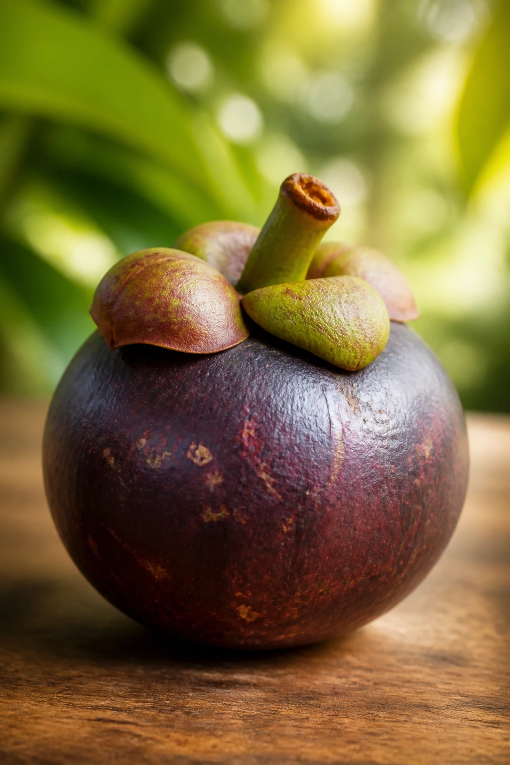 10 Special Fruits That Are Superfoods (For A Healthy Diet) 3 Close-up of a single mangosteen on a wooden surface
