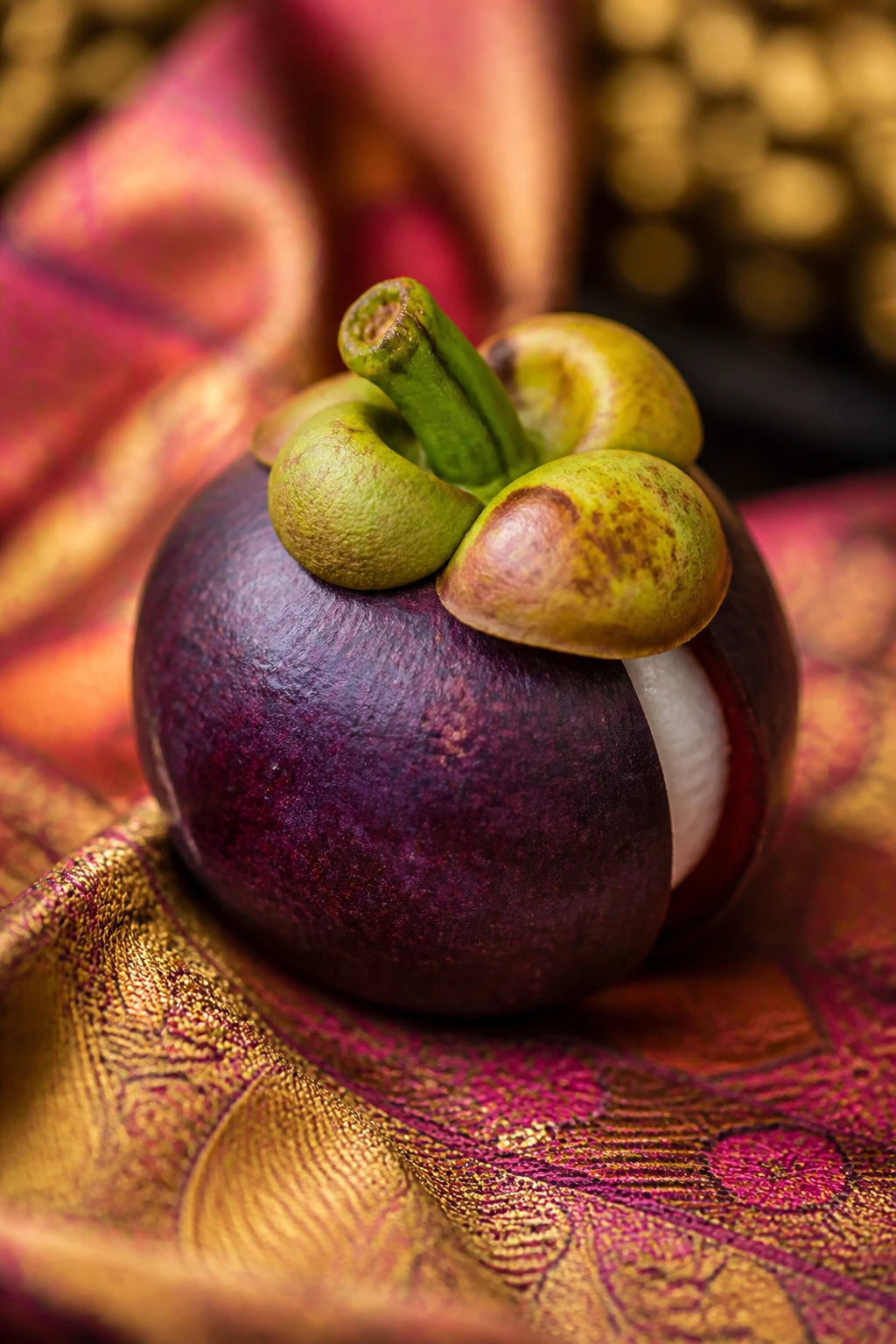 Mangosteen on Thai silk, cultural symbolism and gift-giving