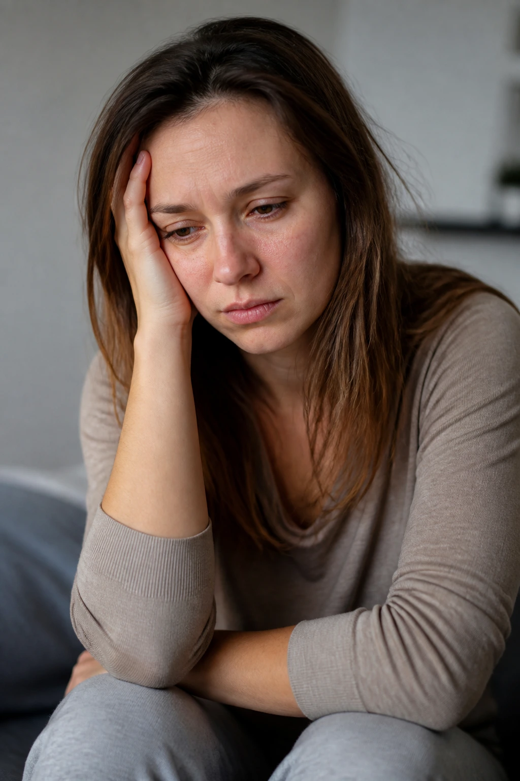 Side Effects of Eating Too Much Fruit: 10 Possible Outcomes 5 Close-up of a tired-looking person in a neutral home setting