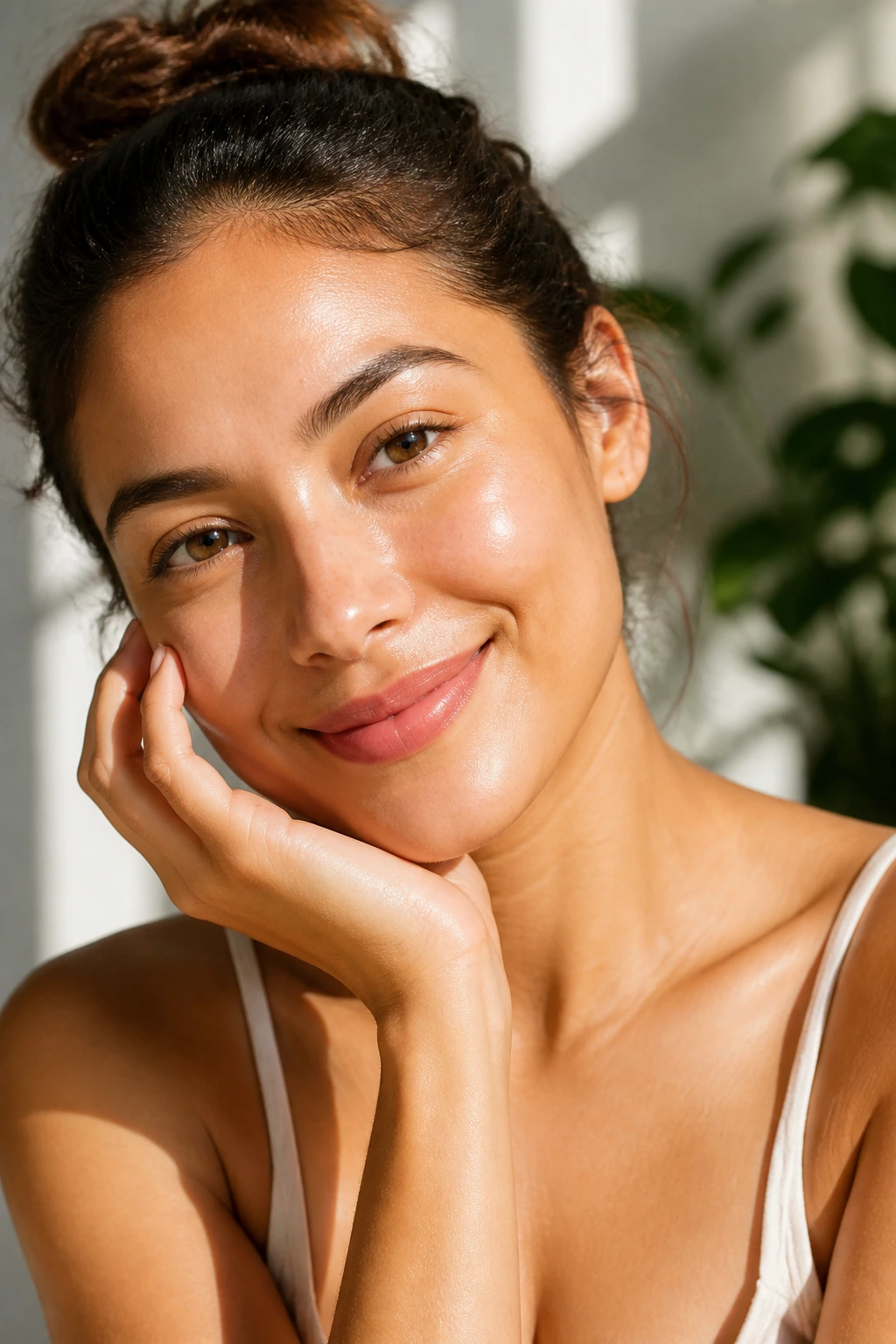 The 12 Incredible Benefits of Using Banana Face Masks 11 Close-up of a person with radiant, glowing skin