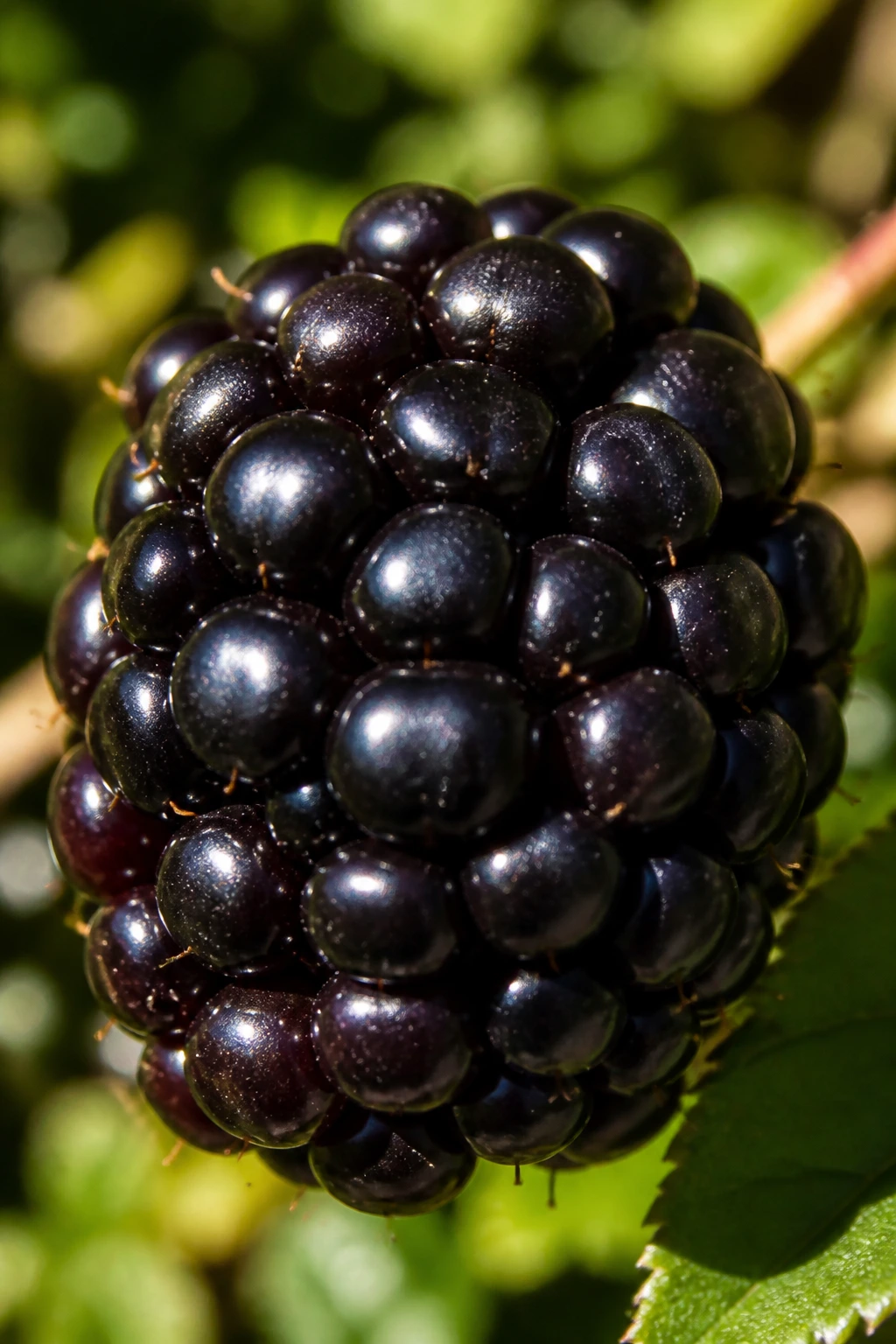 Close-up Navaho blackberry filling the frame in a sunny garden