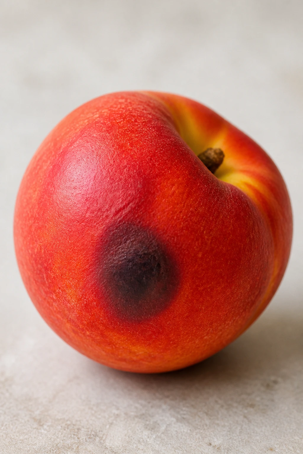 Nectarine with a small bruise on skin