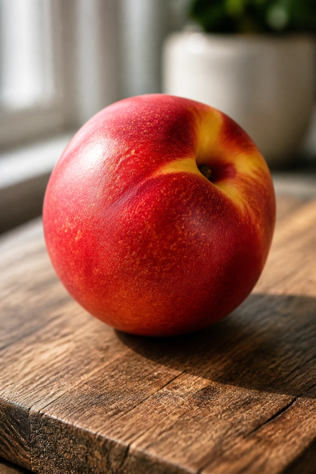 Is Nectarine Acidic Or Alkaline? Is It Good For Acid Reflux? 4 Whole ripe nectarine on wooden cutting board with natural light