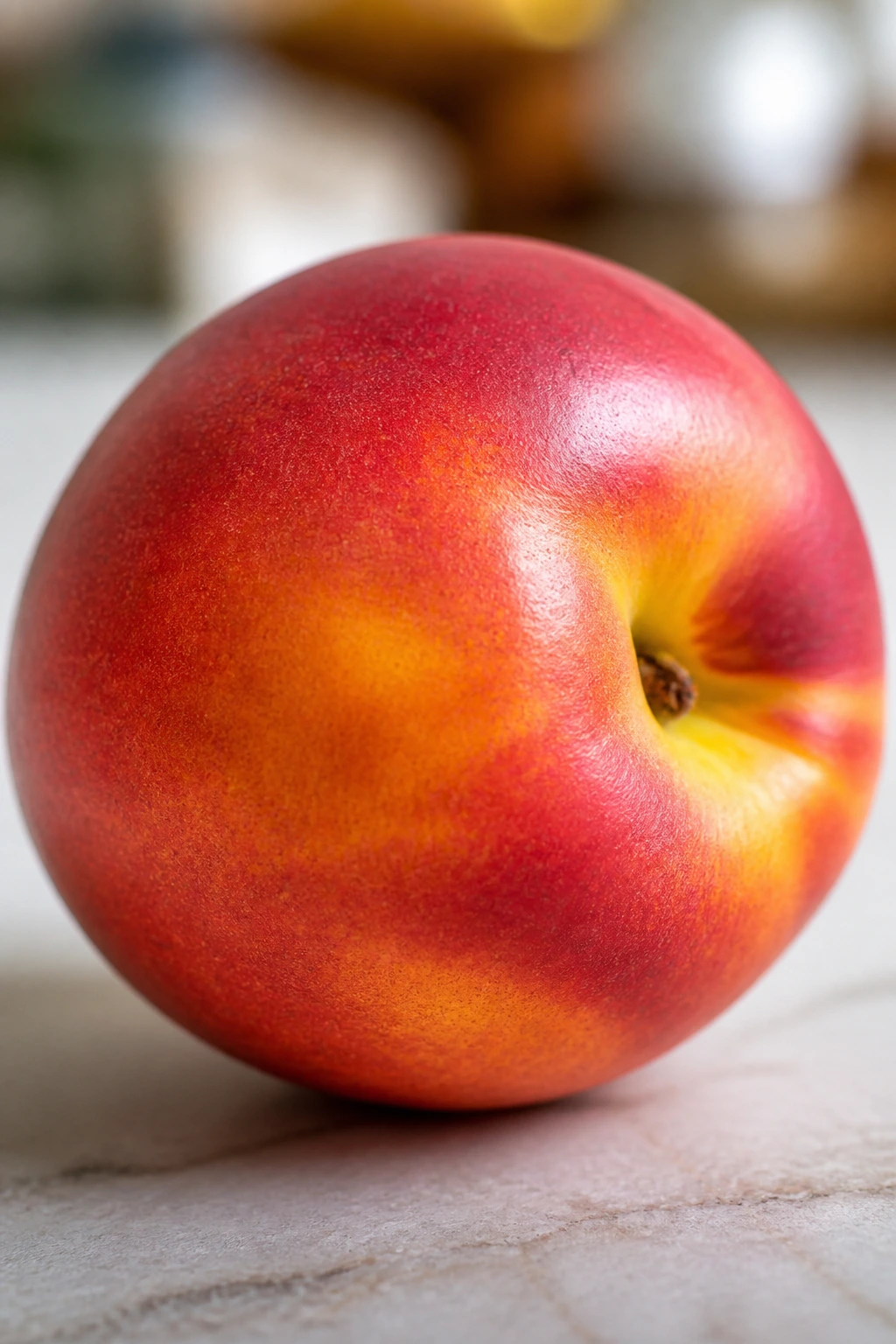 Is Nectarine Acidic Or Alkaline? Is It Good For Acid Reflux? 2 Single nectarine on neutral surface with natural kitchen light